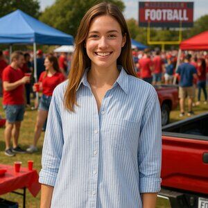 Draper James Striped Button-Down Shirt Dress